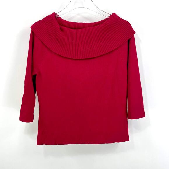 LOFT Red Knit Cowl Neck Long Sleeve Sweater - Picture 11 of 11
